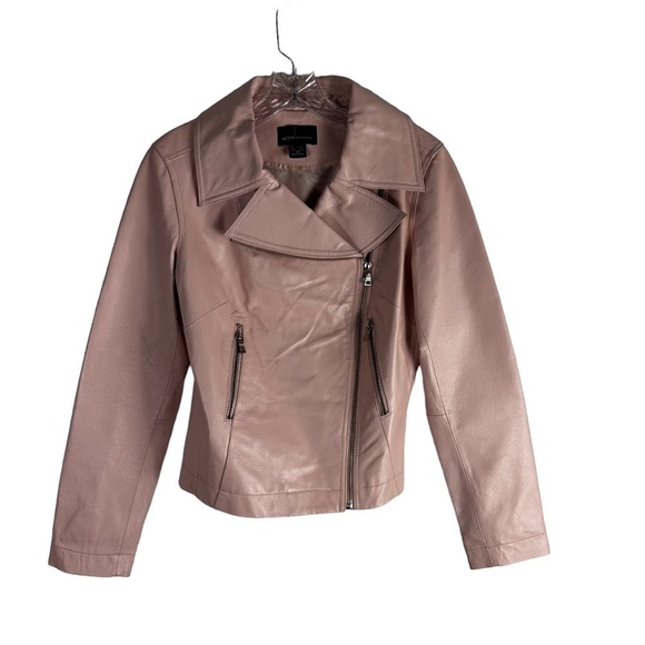 Moda International Jackets & Blazers - Moda International 100% Leather Pink Moto Jacket SZ XS